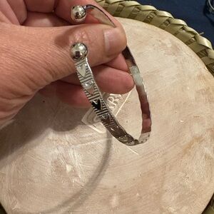 Silver Geometric Bangle Bracelet